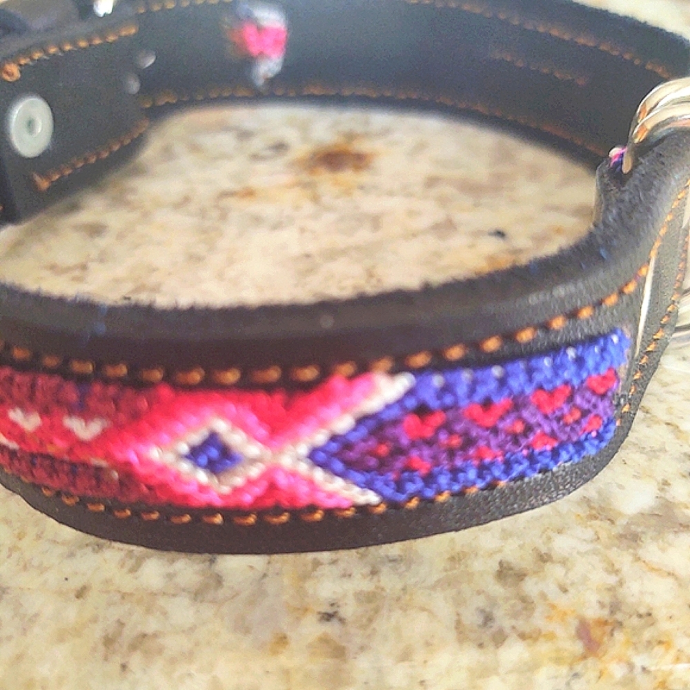 Gorgeous NEW Leather Dog Collar Medium 13-15" neck and 1" wide